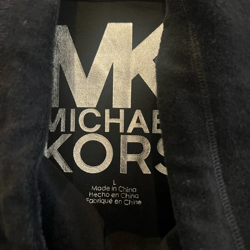 Michael Kors Black Velour Cowl Neck Drawstring Pullover Size Large
